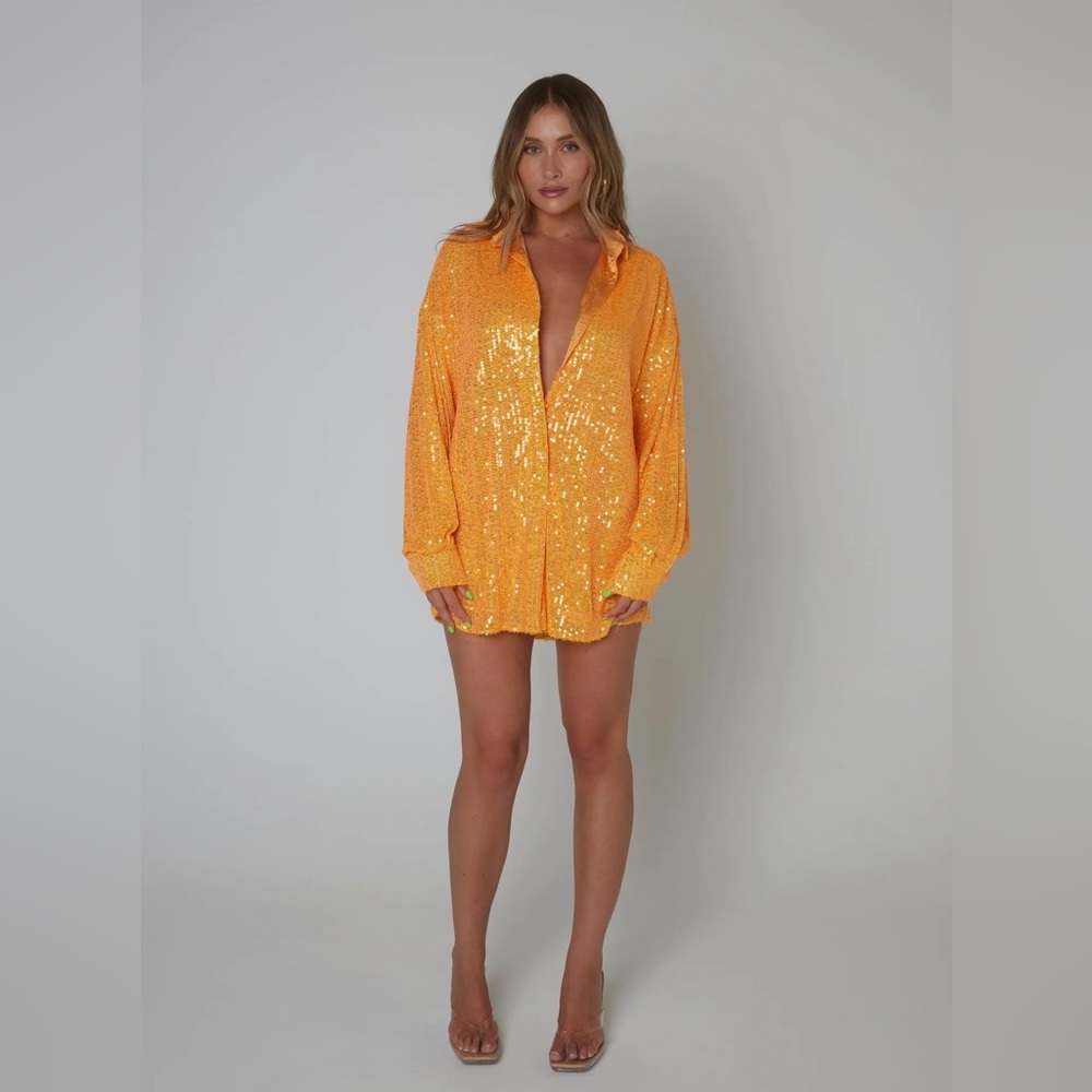 SLA the Label Sequin Shirt Dress